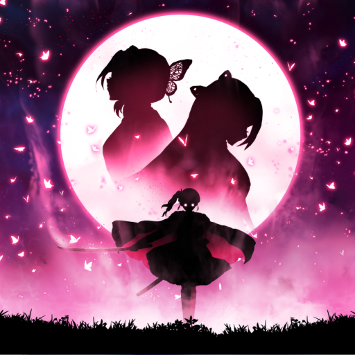 Forum avatar showing silhouettes of Kanae Kocho, Shinobu Kochou and Kanao Tsuyuri before a glowing pink moon with fluttering butterflies — Demon Slayer: Kimetsu no Yaiba.