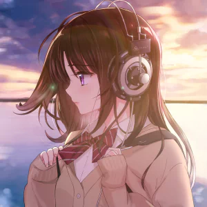 brown hair Anime headphones PFP