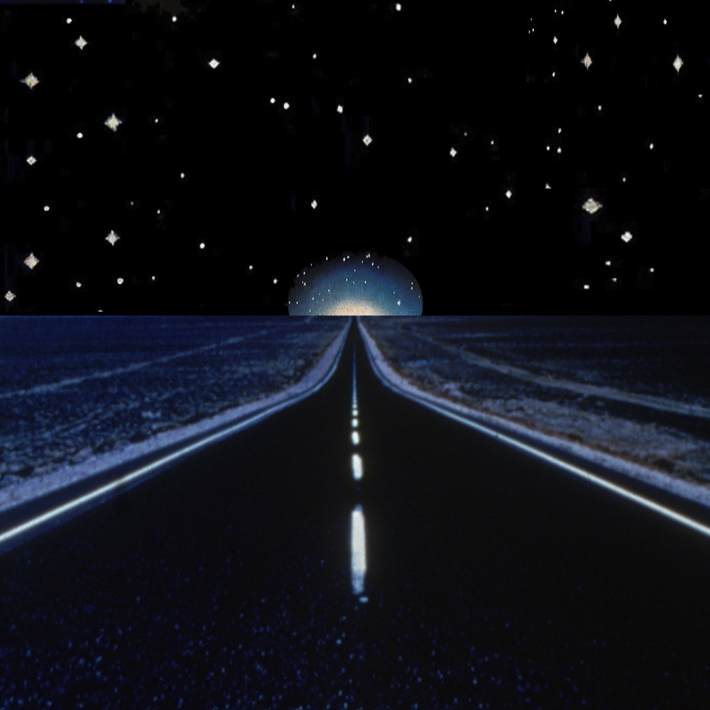 Night Road with Moon and Stars