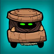 Avatar featuring a character from the game Oxygen Not Included, with glowing green eyes and a brown, rugged appearance.