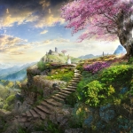 Fantasy Landscape and Castle by Alex Feliksovich