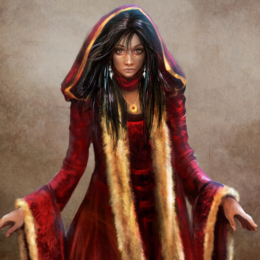 Download Black Hair Red Dress Fantasy Woman PFP