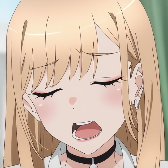 Anime avatar of Marin Kitagawa from My Dress-Up Darling looking upset with closed eyes and a flushed expression.