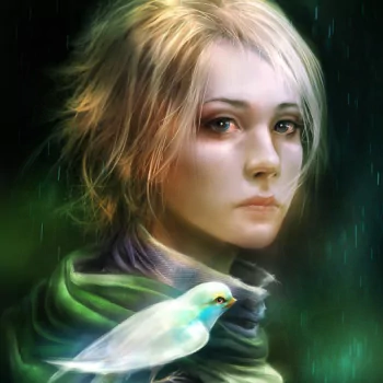 short hair human blonde bird fantasy woman PFP