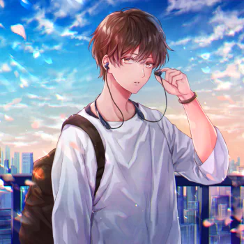 earbuds brown hair Anime boy anime boy PFP