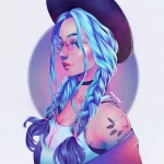 blue hair braid woman artistic PFP