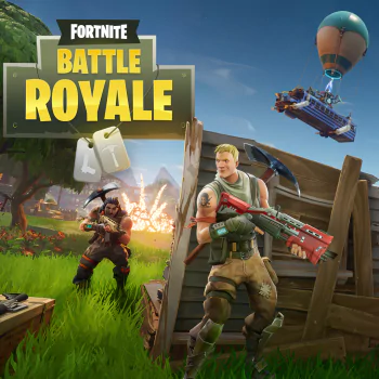 Forum avatar: Fortnite Battle Royale video game scene — two armed characters behind wooden cover with explosions nearby and the Battle Bus floating overhead.