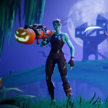 Video game (Fortnite) forum avatar/pfp: green-skinned zombie-style character wielding a jack-o’-lantern launcher on a moonlit, spooky landscape.