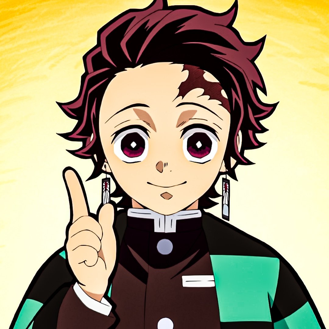 Forum avatar/pfp of Tanjiro Kamado from the anime Demon Slayer: Kimetsu no Yaiba — smiling with raised finger, wearing his green checkered haori and hanafuda earrings.