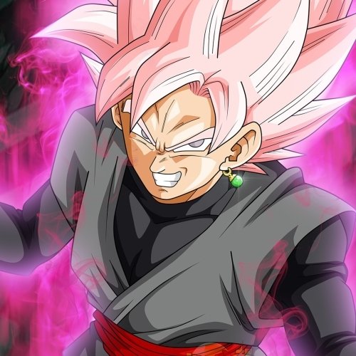 Forum avatar of Black Goku (Dragon Ball Super) as Super Saiyan Rosé, smirking with pink hair, dark gi, red sash and a glowing pink aura.