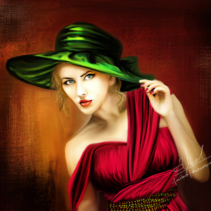 Woman with a Green Hat by Abeer Malik