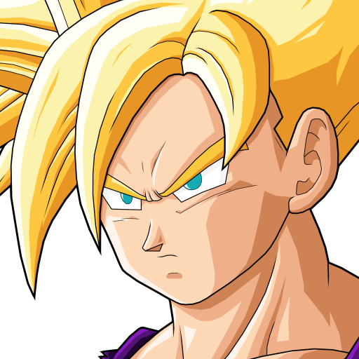 Dragon Ball Z anime forum avatar (pfp): close-up of a blond Super Saiyan with spiky hair, teal eyes and a determined, stern expression.