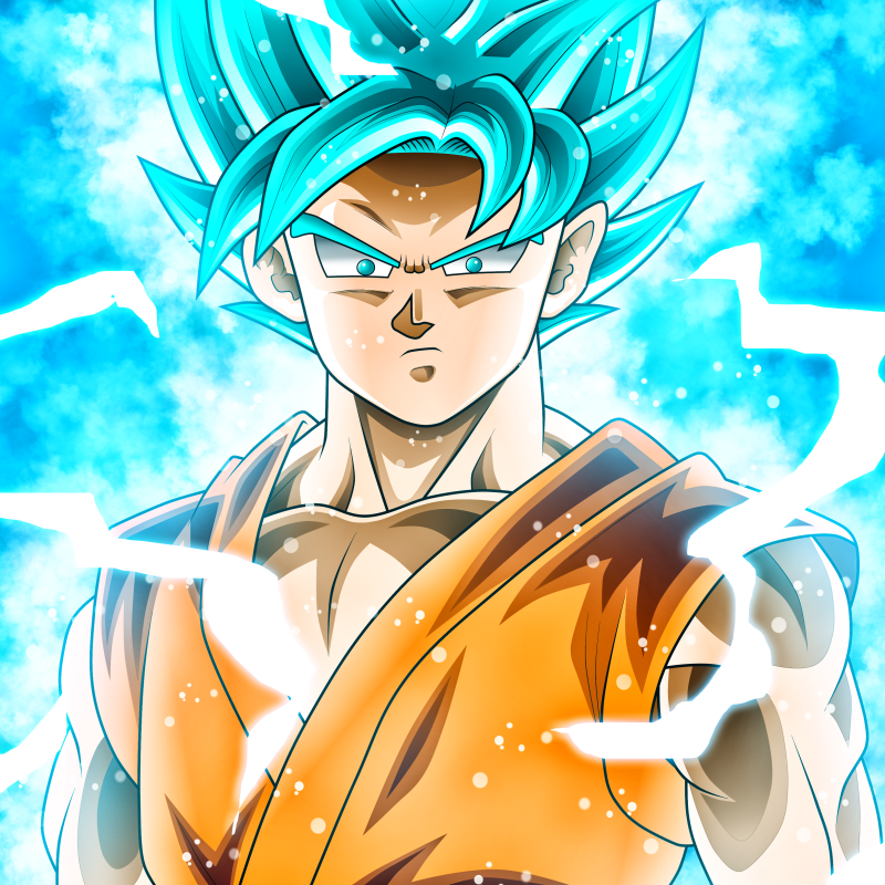 Forum avatar featuring Goku from Dragon Ball Super in his glowing blue Super Saiyan form against an electrifying blue aura background.