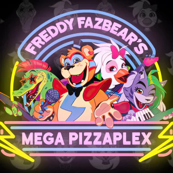 Video game forum avatar: Five Nights at Freddy's: Security Breach neon Freddy Fazbear's Mega Pizzaplex logo featuring a colorful animatronic band.