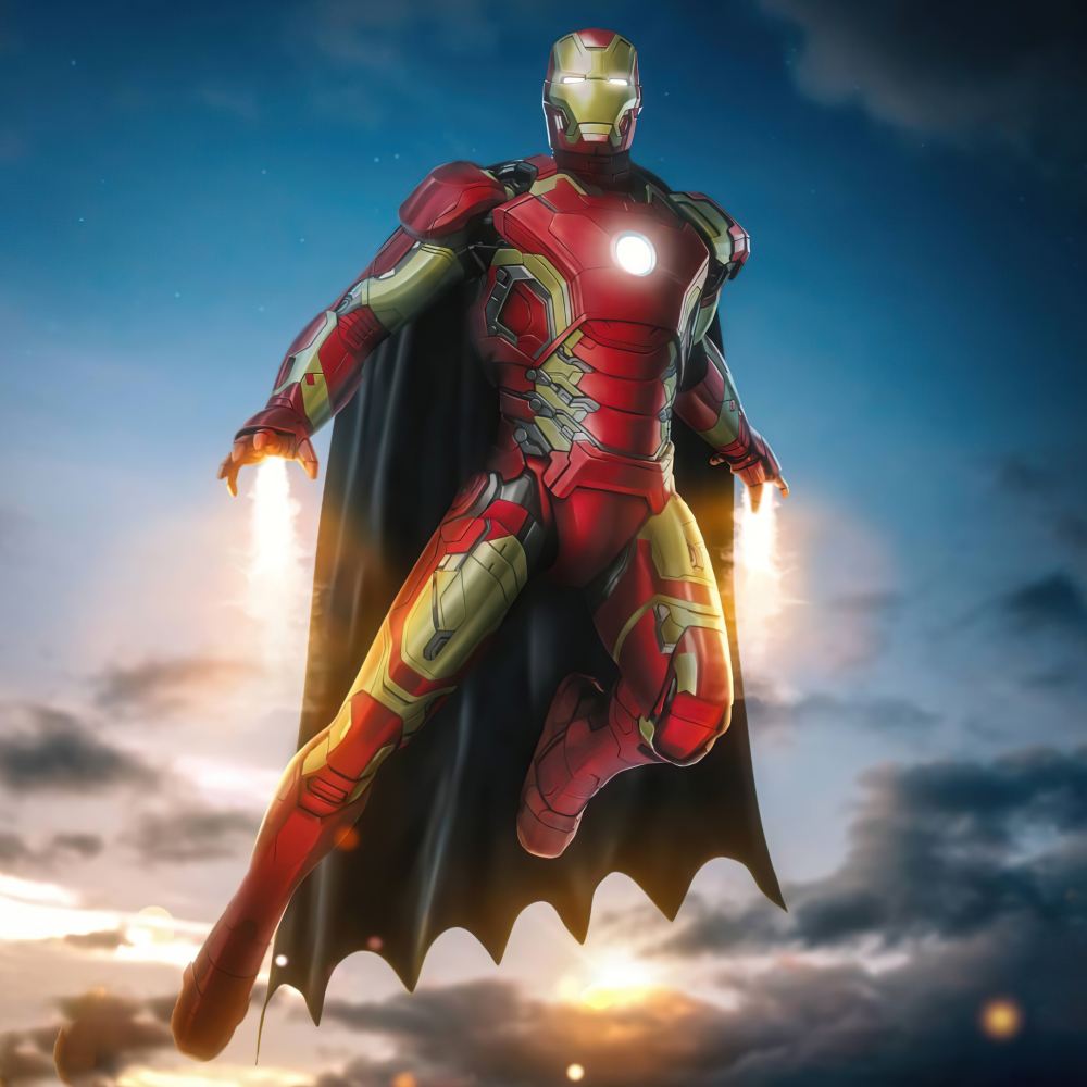 Ironman wearing the Batman Cape by photoshoppedcreator