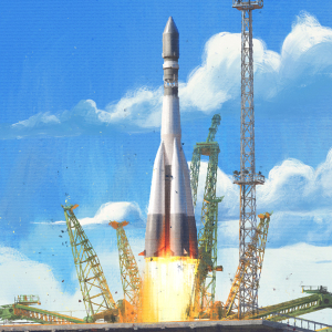 Rocket taking off from Baikonur Cosmodrome