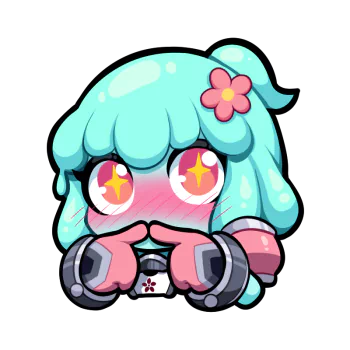 A cute chibi character from the video game Omega Strikers, featuring vibrant pastel colors and sparkling eyes, serving as a playful forum avatar.