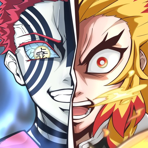 Split-face image of Kyojuro Rengoku and Akaza from the anime Demon Slayer: Kimetsu no Yaiba, used as a dynamic forum avatar.