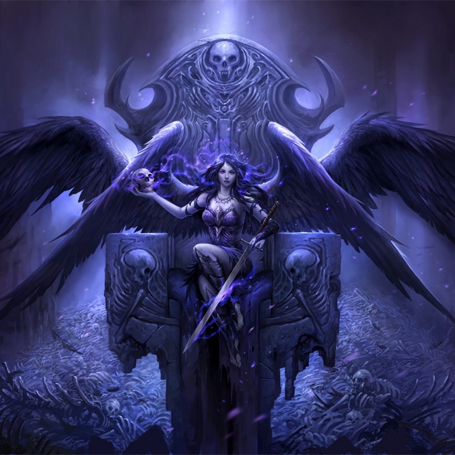 Gothic Angel Warrior Sitting on Throne by sandara