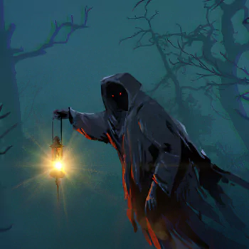  Ghost in Dark Nighttime Forest by Mehdi Moayedpour