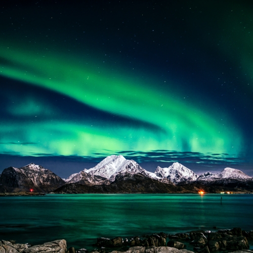 Green sky, aurora, borealis, cosmos, galaxy, infinity, mountain, night, HD  phone wallpaper | Peakpx