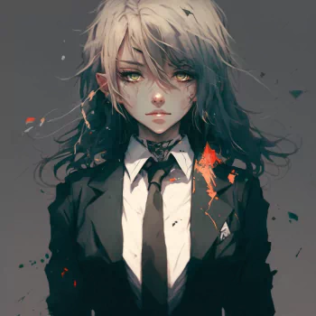 AI Art elf white hair suit Anime girl anime girl PFP