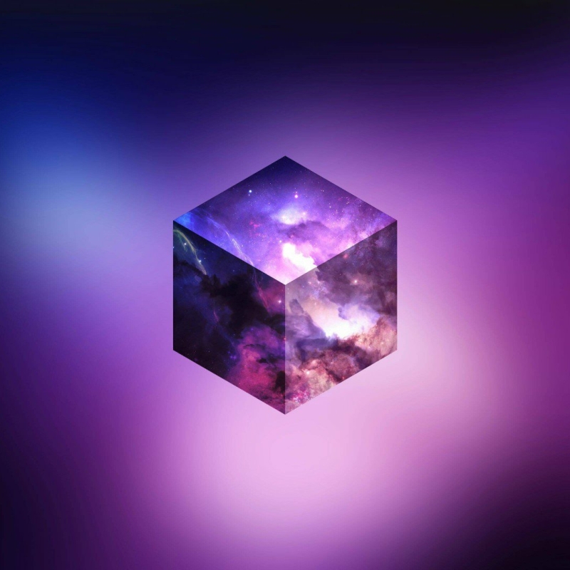 Cloudy Purple Sky in a Cube