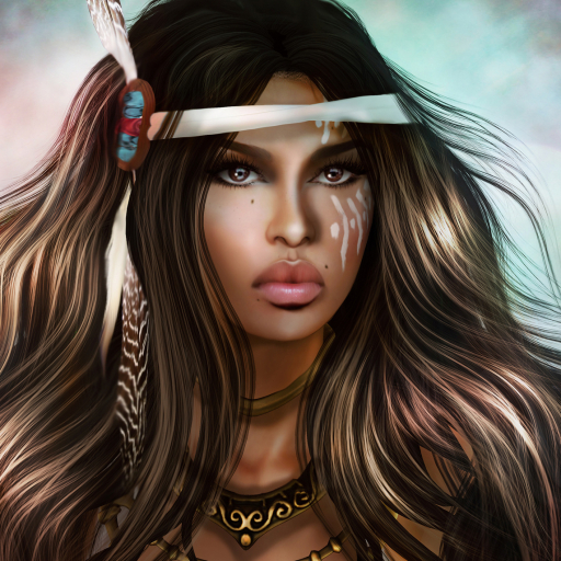 Fantasy Warrior Woman with Face Paint by Giselle Chauveau