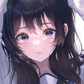 Anime-style portrait of a girl with long dark hair and expressive purple eyes, used as a forum avatar or profile picture.