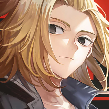 Forum avatar/pfp of Mikey (Manjiro Sano) from Tokyo Revengers — close-up anime portrait with blond shoulder-length hair and a confident half-smile against a red background.