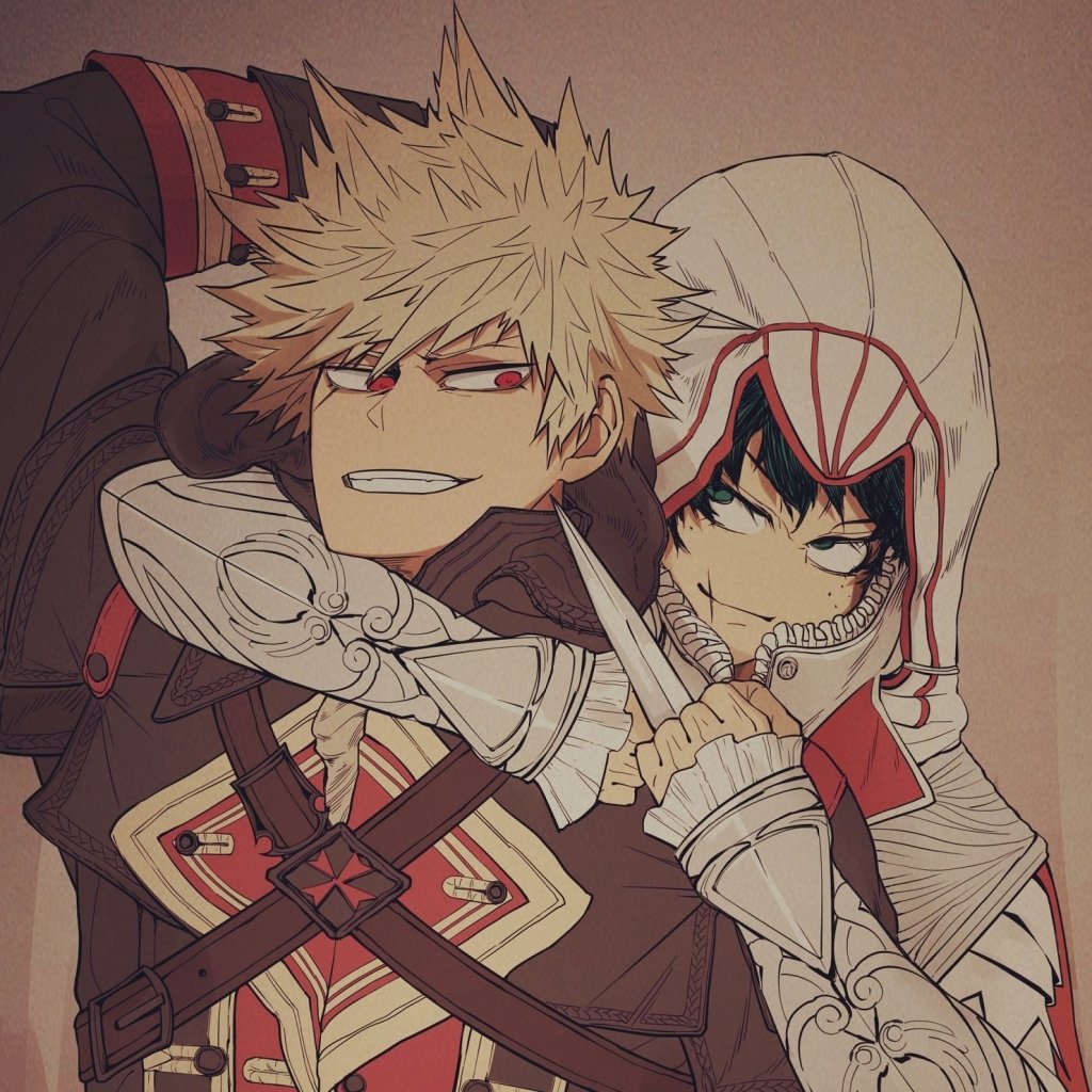 Forum avatar featuring Katsuki Bakugou and another character from the anime My Hero Academia in dynamic poses, highlighting their intense expressions and detailed costumes.