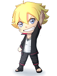 Chibi-style Naruto character from the anime Naruto, depicted with blond hair and a confident pose, designed as a forum avatar/profile photo.