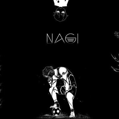 Anime-style Blue Lock forum avatar featuring Nagi in a dynamic pose with a soccer ball on a black background.