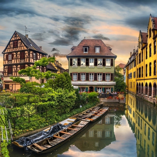 Houses along a Canal in Colmar, France