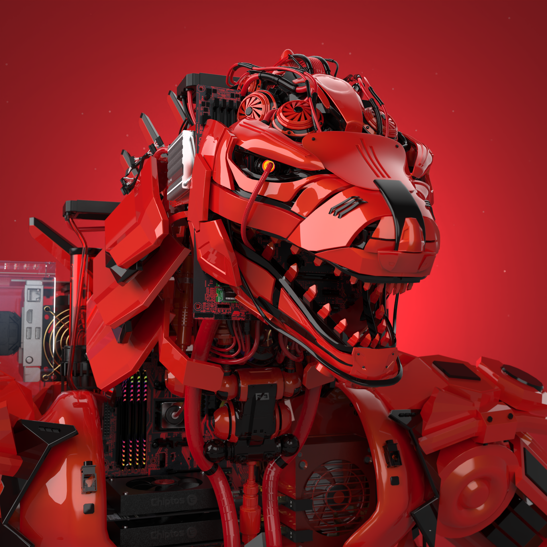 Chiptos X Scifi NFT GodZilla Zilla Computer Part Cool Robot PFP by chiptos