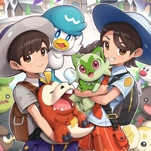 Forum avatar featuring two characters from Pokémon: Scarlet and Violet holding Pokémon, set in a vibrant, colorful background from the video game.