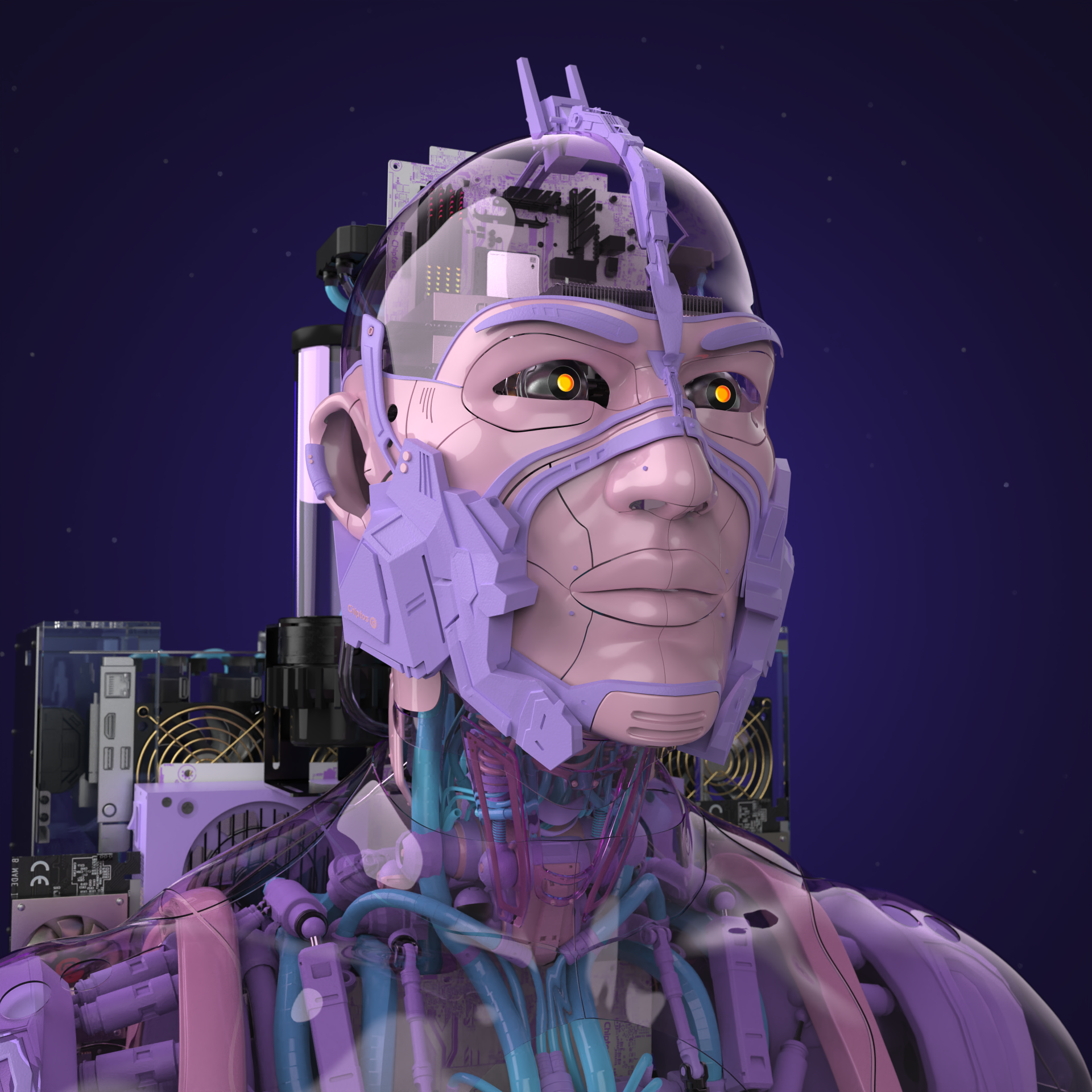 Chiptos X Scifi NFT Daemon Man Computer Part Cool Robot PFP by chiptos