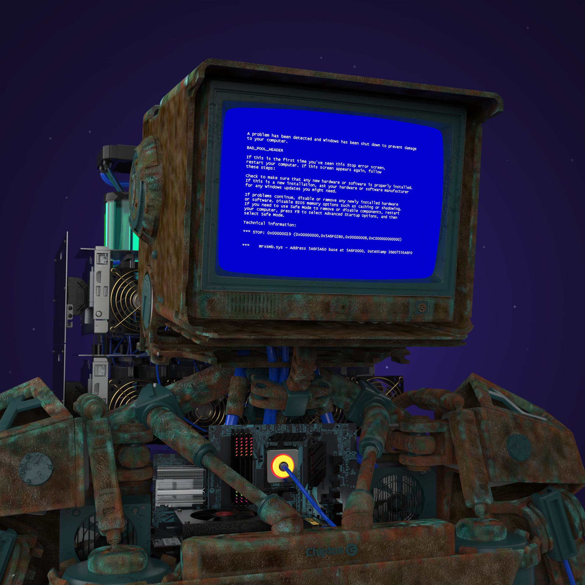Chiptos X Scifi NFT CRT TV Head Computer Part Robot Cool Robot PFP by chiptos