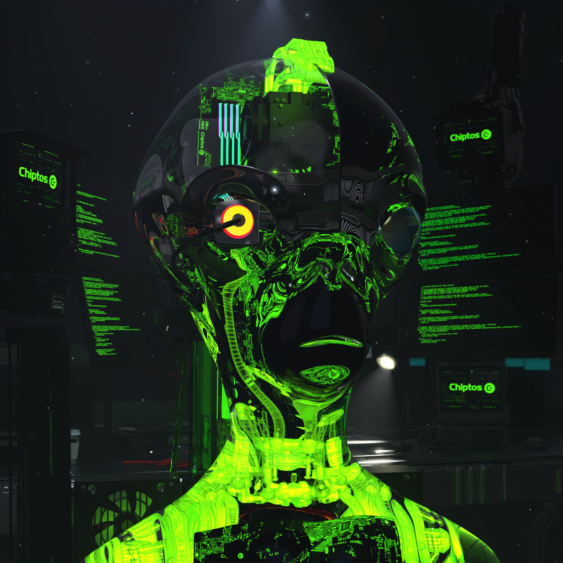 Chiptos X Alien Hacker Computer Part Robot Cool Robot PFP NFT Robot by chiptos