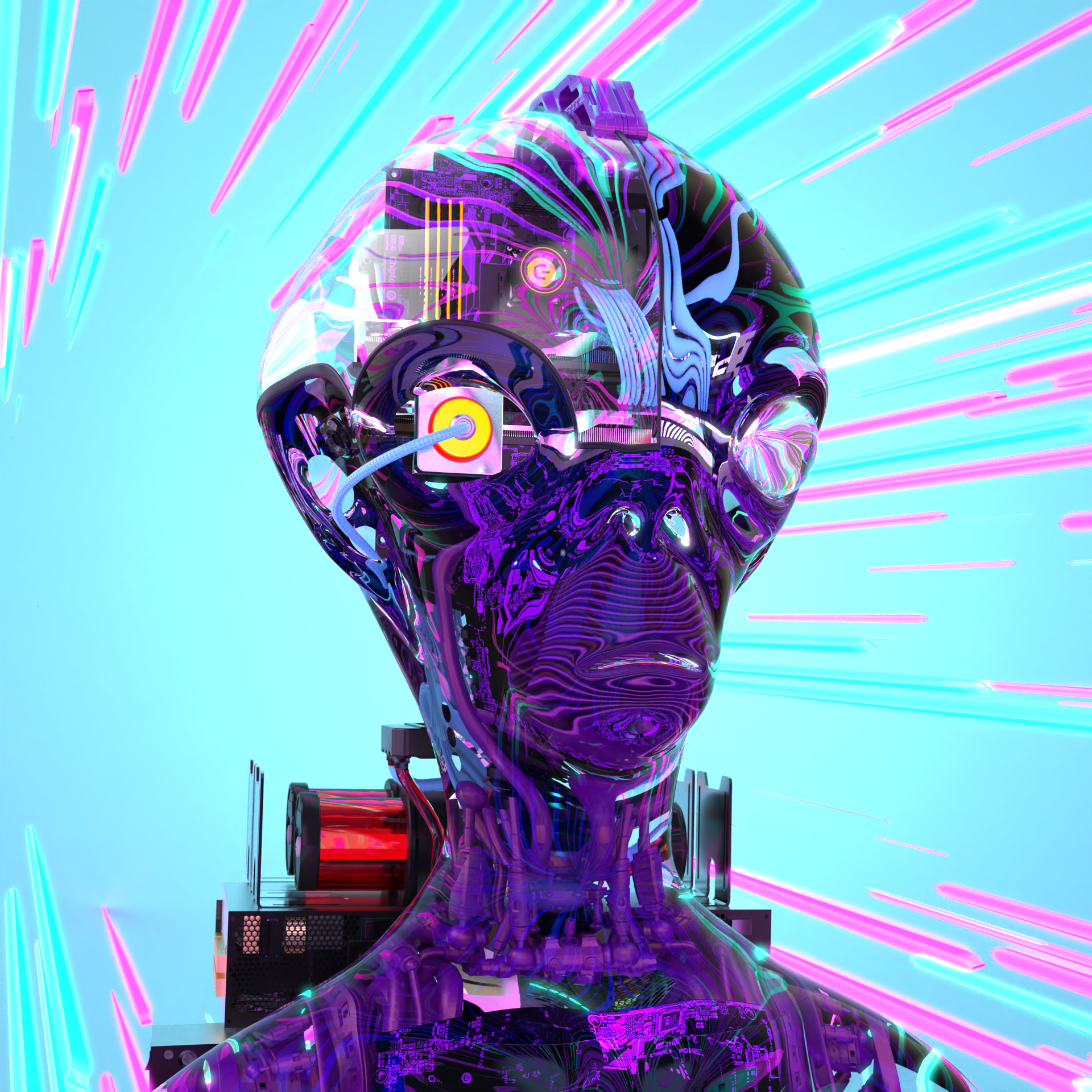 Chiptos X Alien Robot Computer Part PC Robot Cool Robot PFP Scifi NFT Robot by chiptos