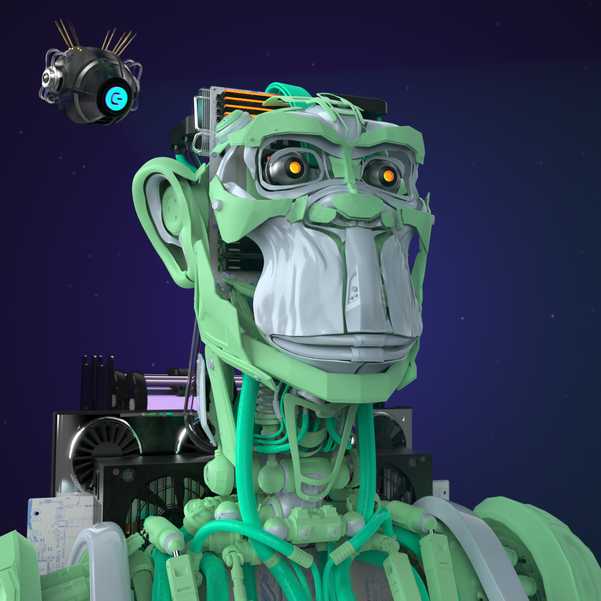 Chiptos X Ape Robot Chimp PC Aesthetic Robot PFP Avatar Scifi Robots ...