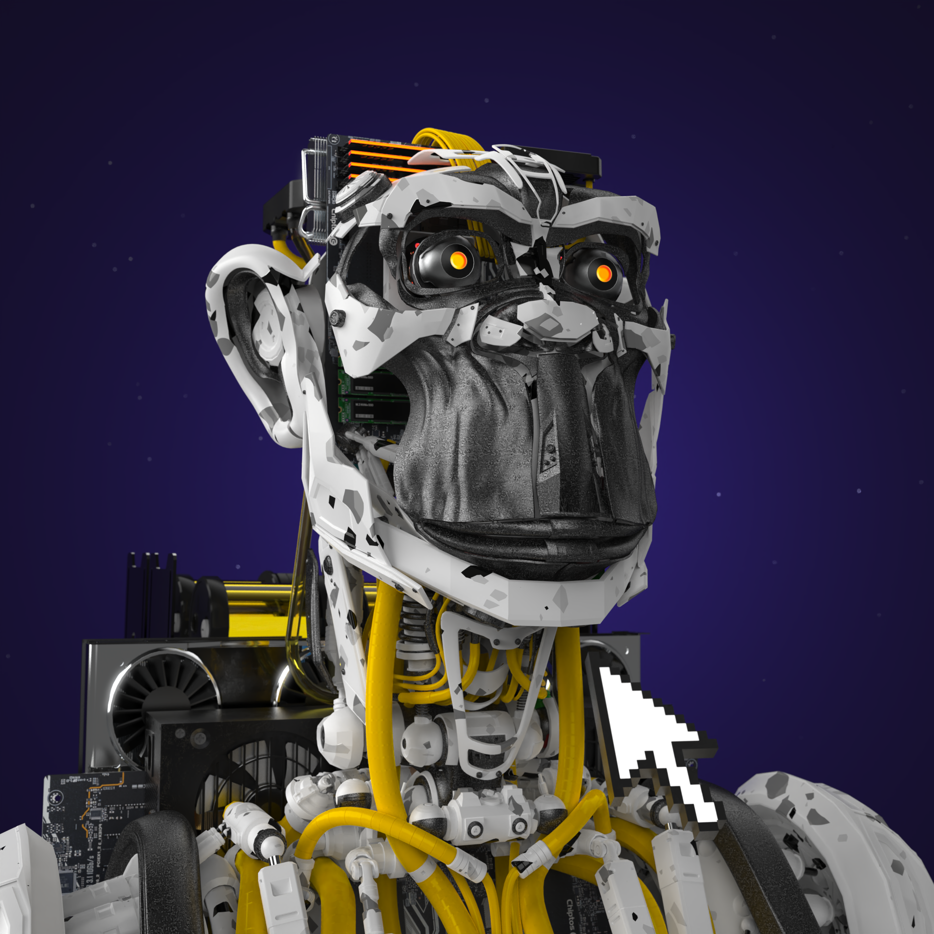 Chiptos X Ape Robot Chimp Computer Parts PC Robot Cool Robot PFP Scifi NFT Robot by chiptos