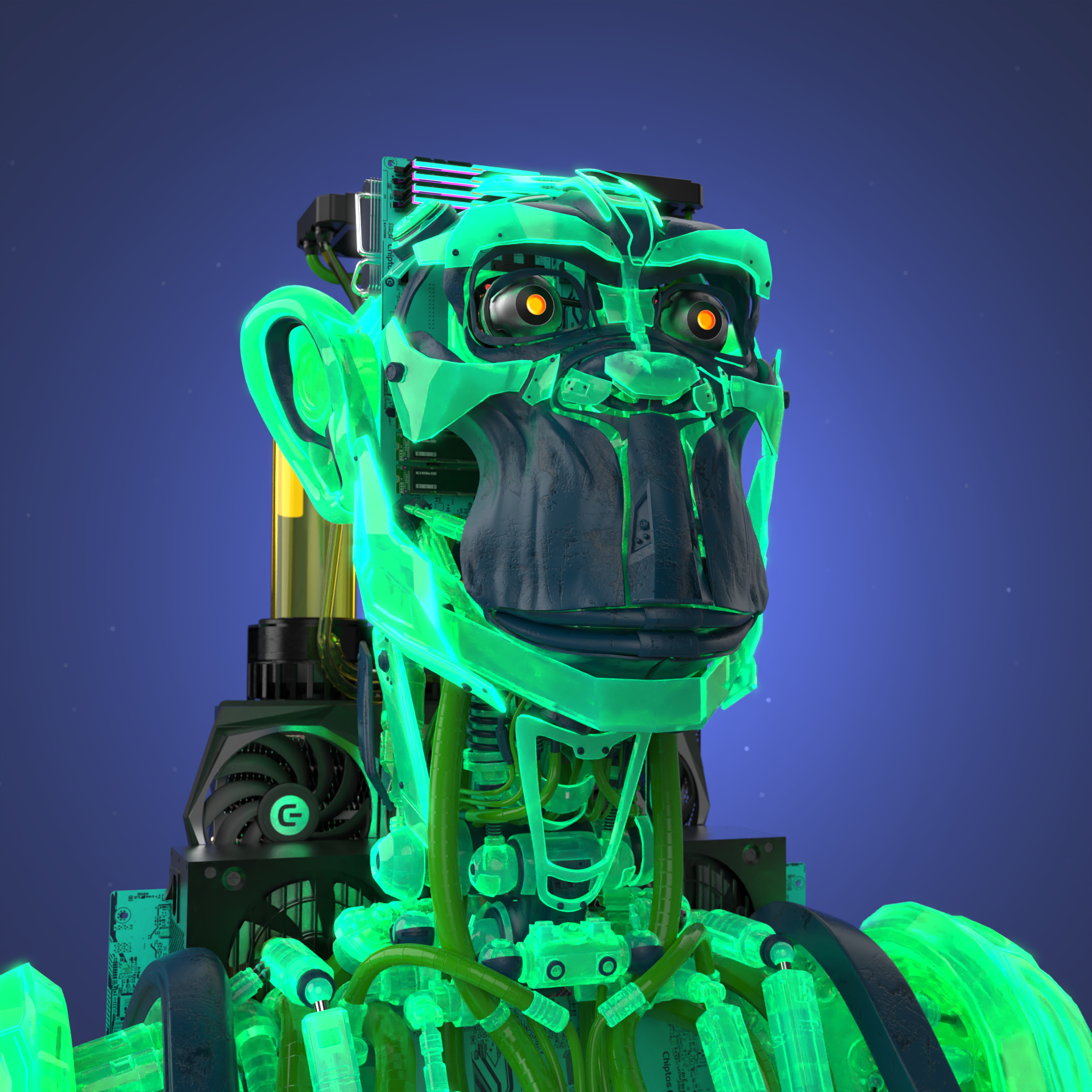 Chiptos X Ape Robot Chimp Computer Parts PC Robot Cool Robot PFP Scifi ...
