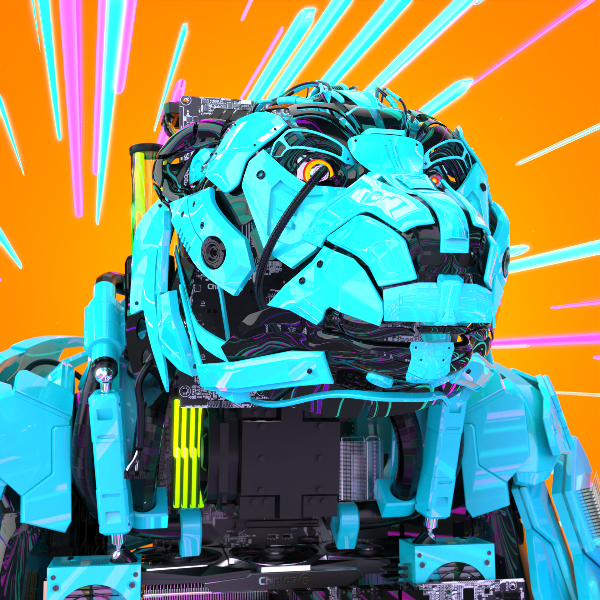 Chiptos X Bear Grizzly Robot PC Aesthetic Robot PFP Robot Profile Picture Scifi Avatar Robots NFT by chiptos