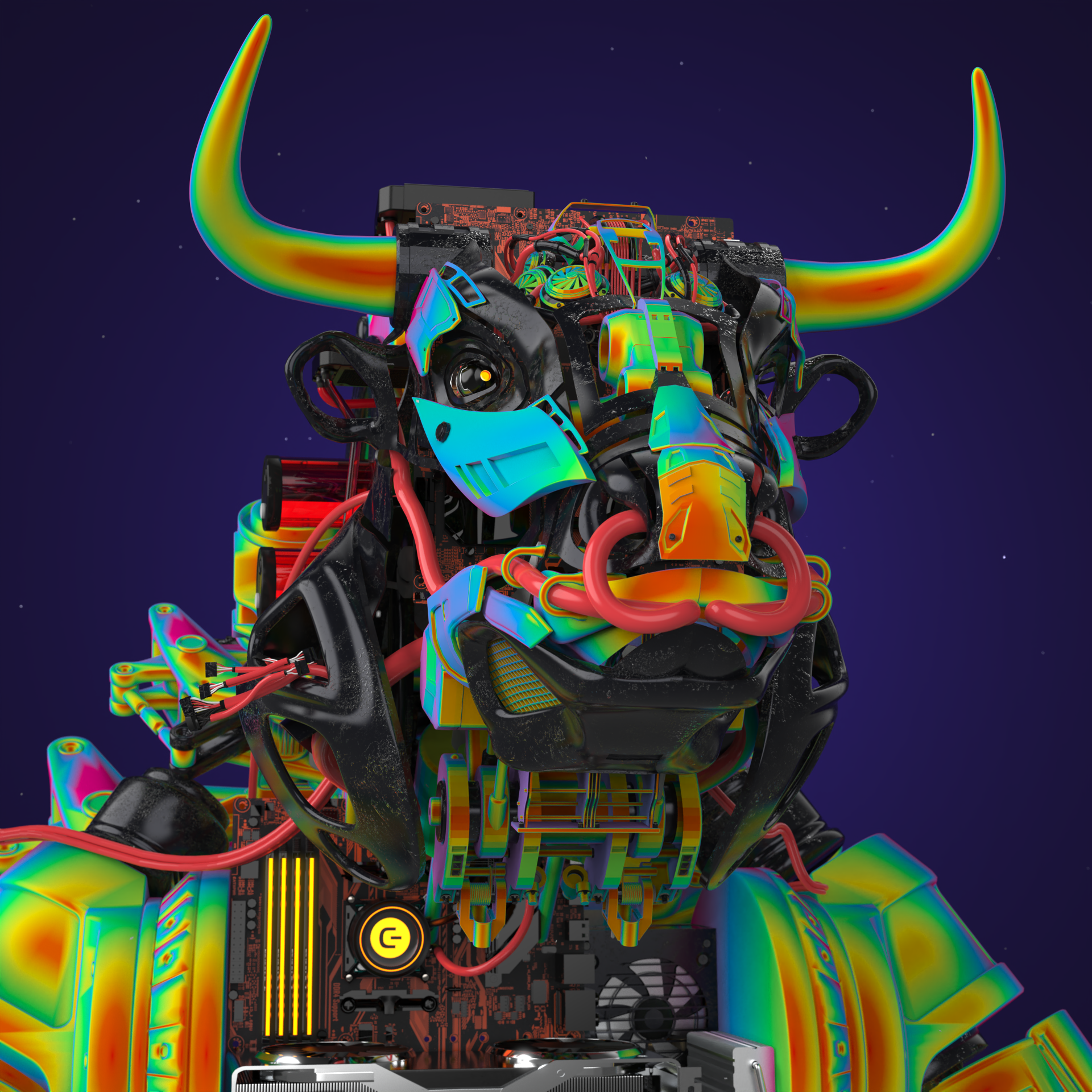 Chiptos X Bull Robot Taurus PC Aesthetic Robot PFP Robot Profile ...