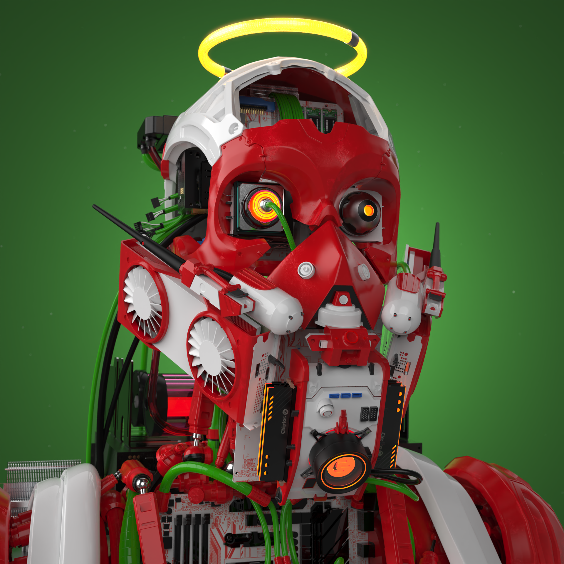 Chiptos X Pyro Robot Gas Mask Aesthetic Robot PFP Robot Profile Picture Robots NFT by chiptos