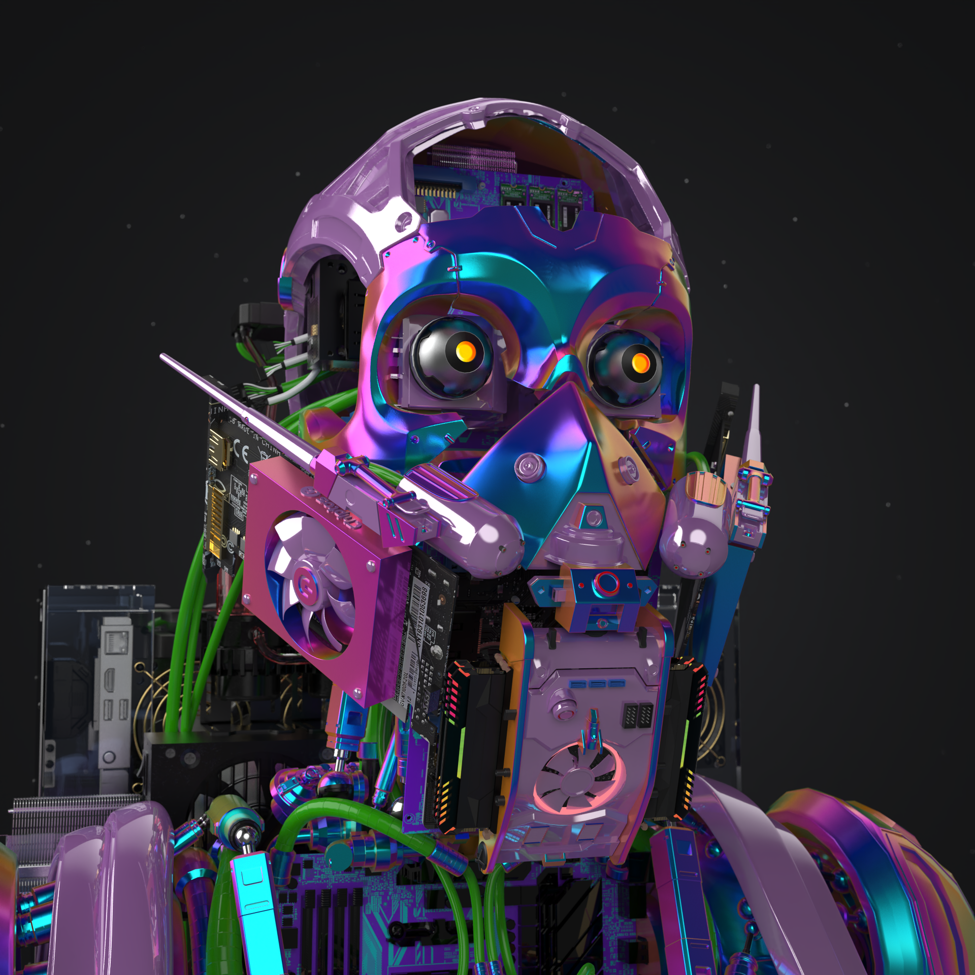 Chiptos X Pyro Robot Gas Mask Aesthetic Robot PFP Robot Profile Picture Robots NFT by chiptos