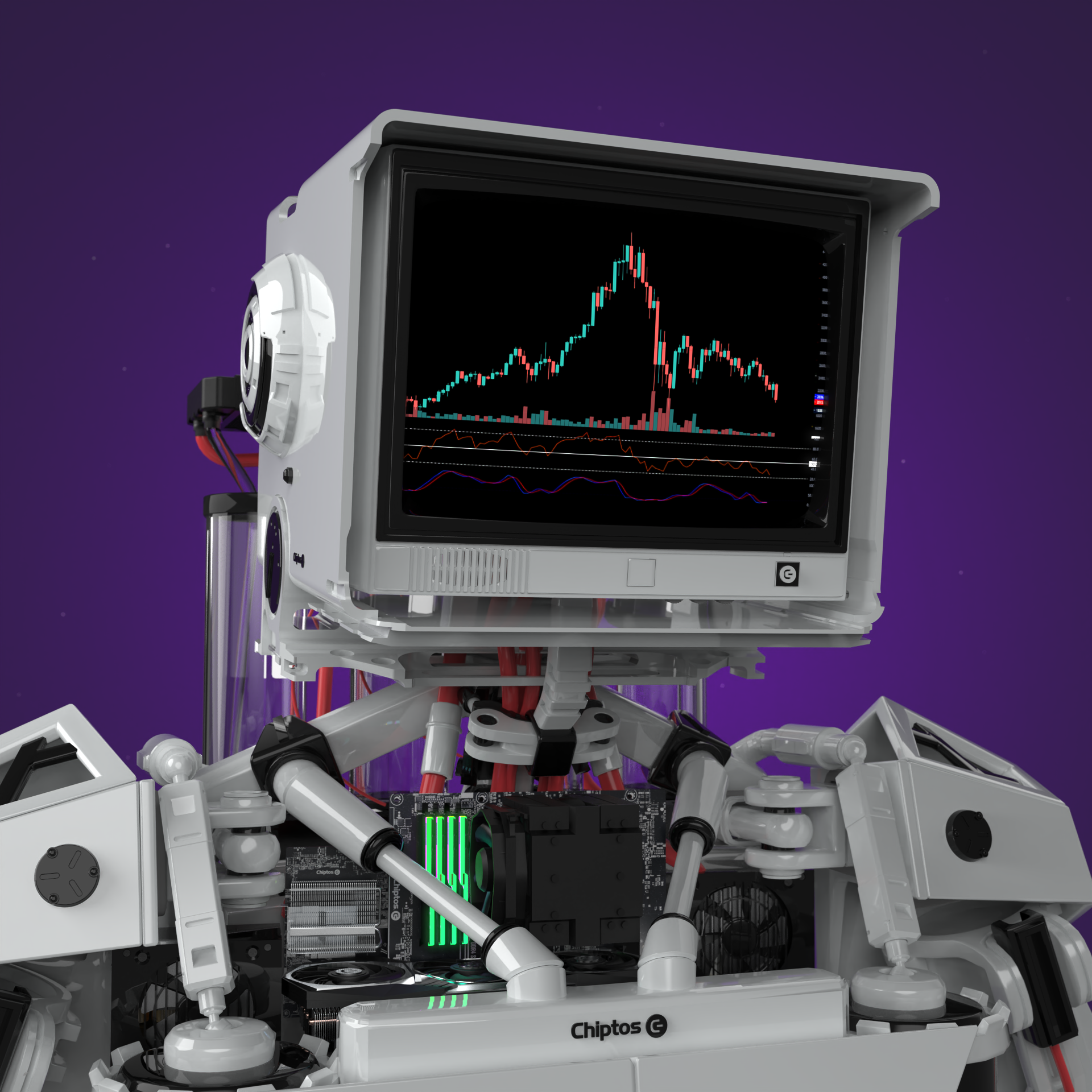 Chiptos X CRT Robot TV Head Monitor Aesthetic Robot PFP Robot Profile Picture Robots NFT by chiptos