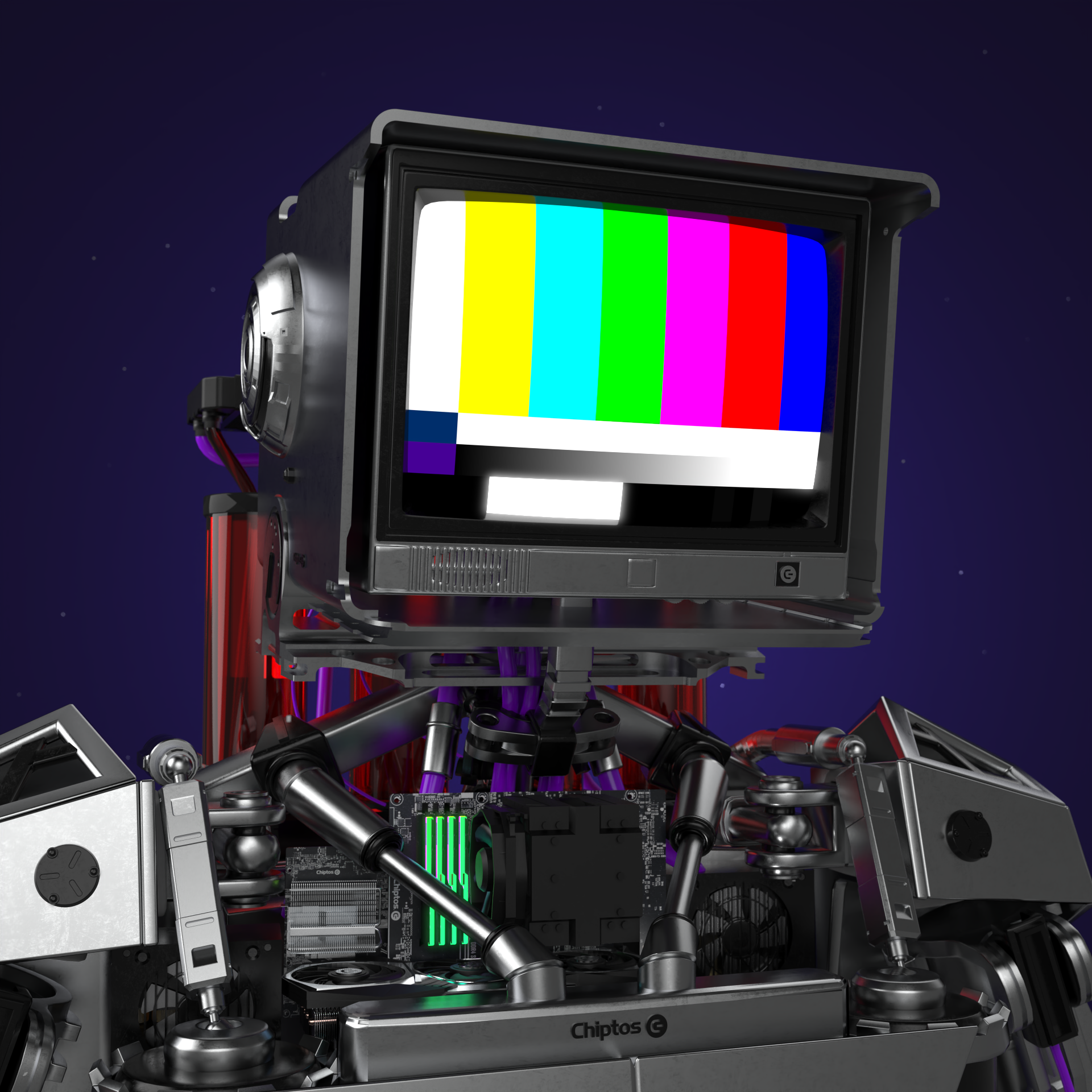 Chiptos X CRT Robot TV Head Monitor Aesthetic Robot PFP Robot Profile Picture Robots NFT by chiptos