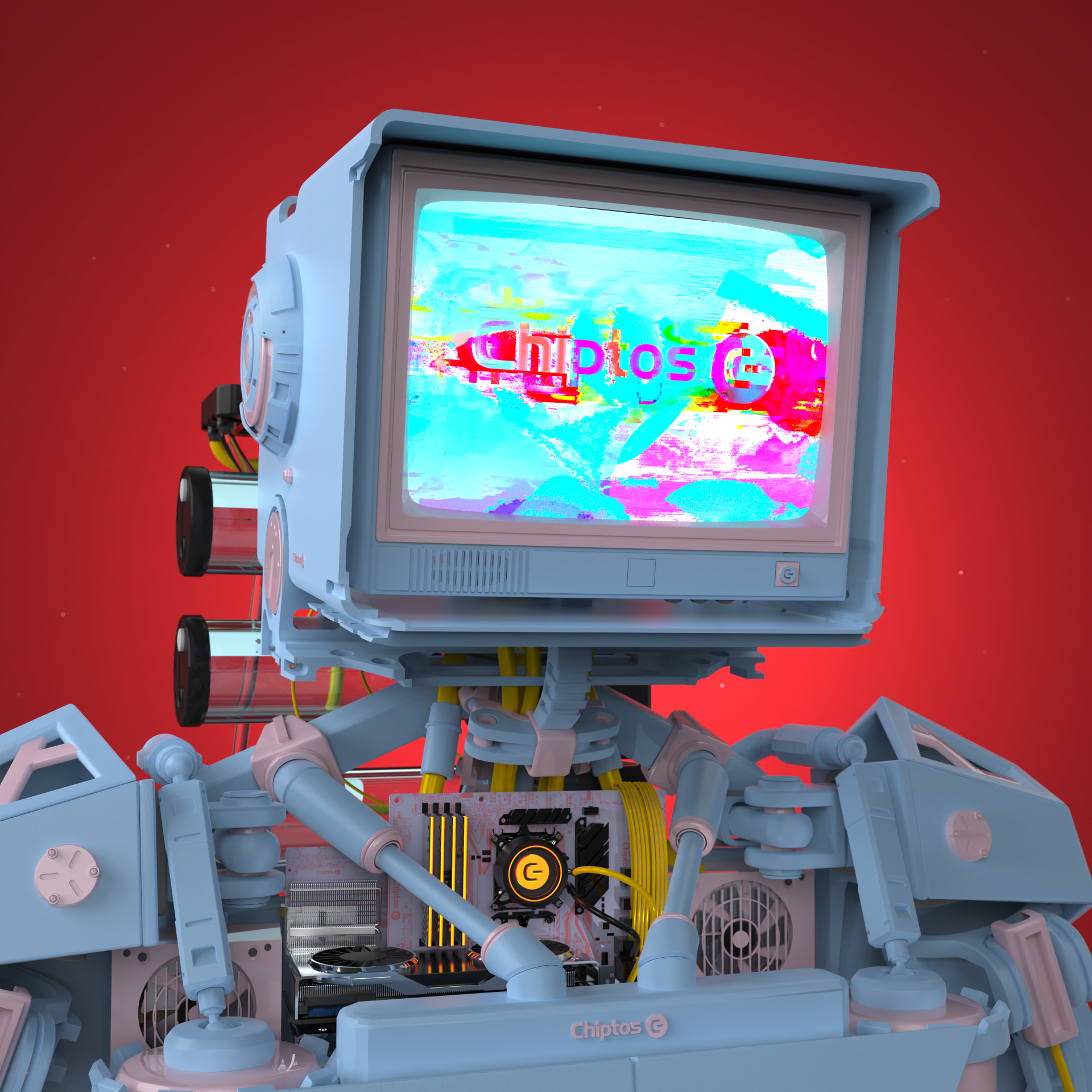 Chiptos X CRT Robot TV Head Monitor Aesthetic Robot PFP Robot Profile Picture Robots NFT by chiptos